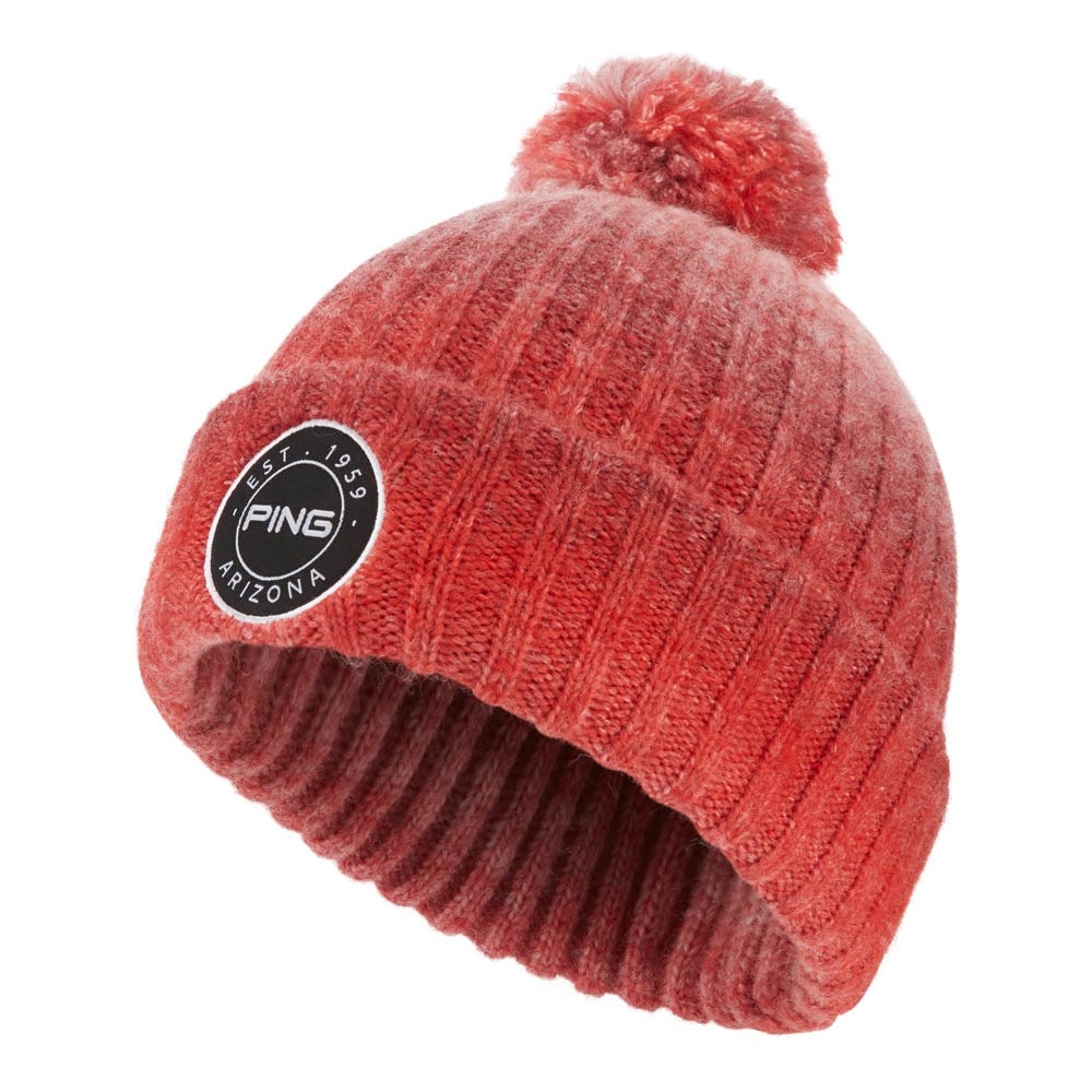 Barraclough Men s Bobble Hat in Tomato Red Ping Europe