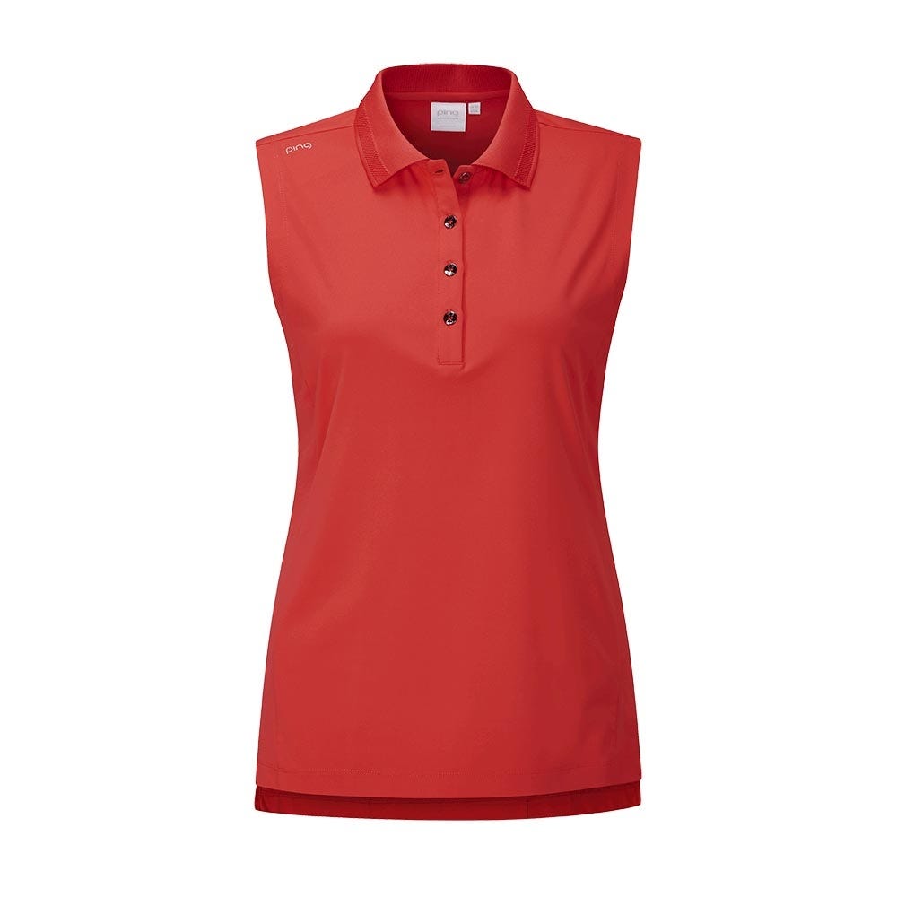 Ladies red sleeveless polo shirts hot sale