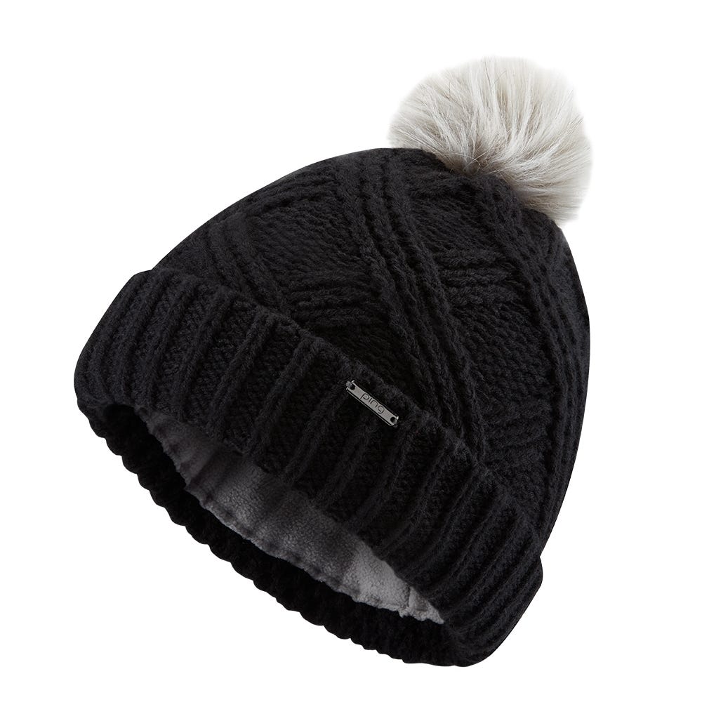Ladies black beanie hat top