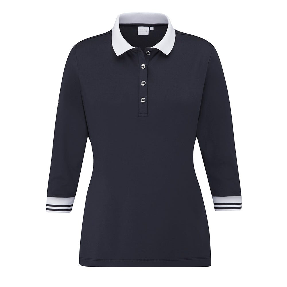 Bridget Ladies 3 4 Sleeve Polo in Navy White Ping Europe