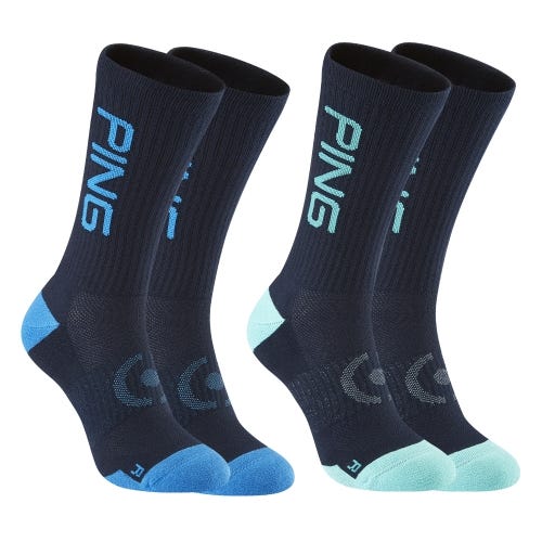 PING Logo Men's Crew Socks (2 pair pack) - Navy Multi