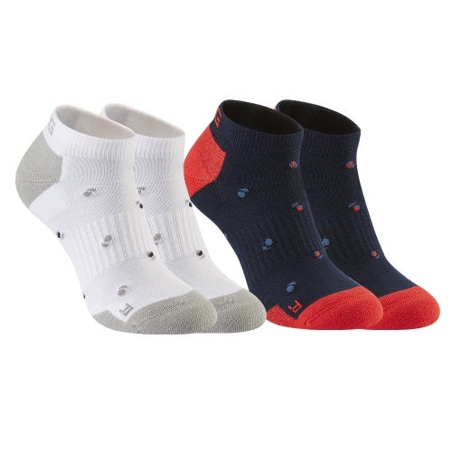 Men's Split Ball No Show Socks (2 pair pack) - White/Navy Multi