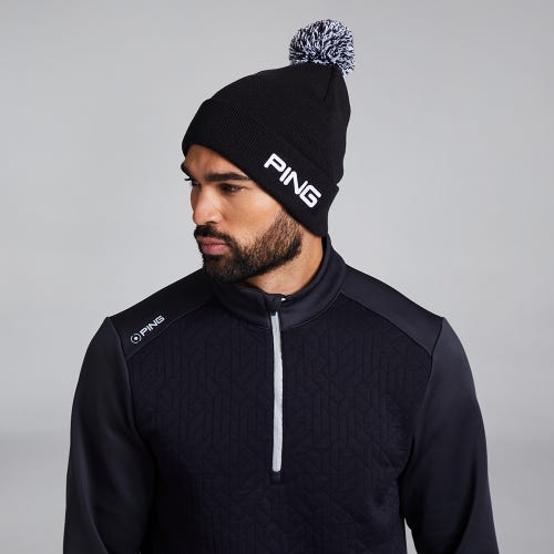 Tobi Men's Half Zip Mid-Layer - Black/Asphalt