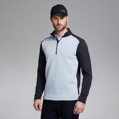Tobi Men's Half Zip Mid-Layer - Pearl Grey/Asphalt