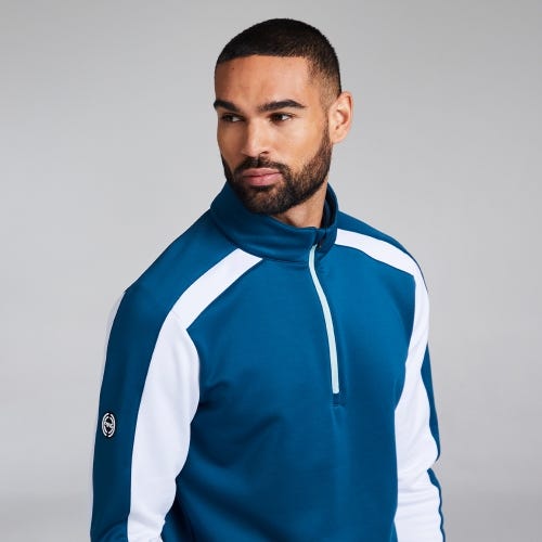 Murrey Men's Half Zip Mid-Layer - Ultramarine/White
