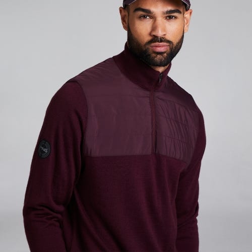 Randle Men's Hybrid Half Zip Sweater - Fig