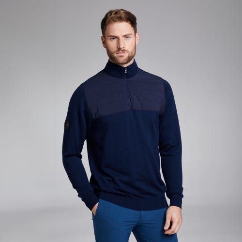 Randle Men's Hybrid Half Zip Sweater - Oxford Blue