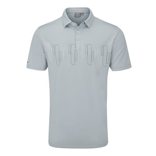 Arizona Cactus Print Men's Polo Shirt - Pearl Grey