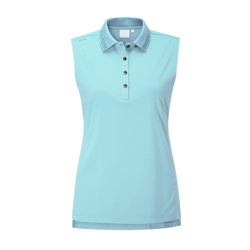 Solene Ladies Sleeveless Polo Shirt - Sky Blue