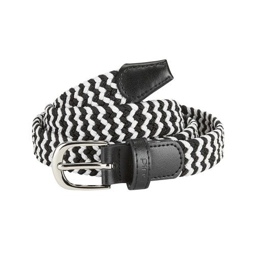 Ladies Golf Stretch Webbing Belt - Black/White