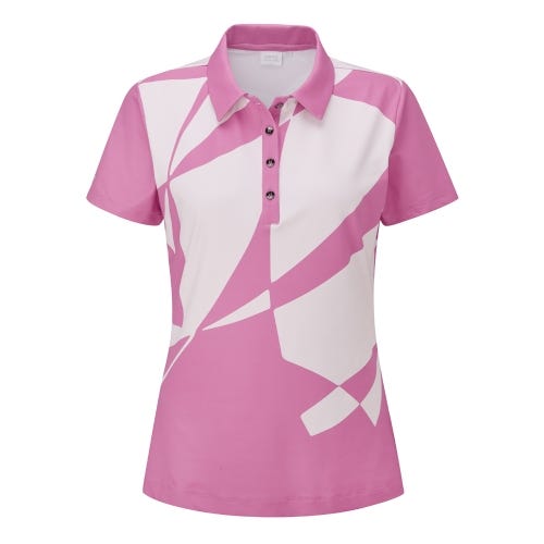 Iona Ladies Printed Polo Shirt - Flamingo Multi