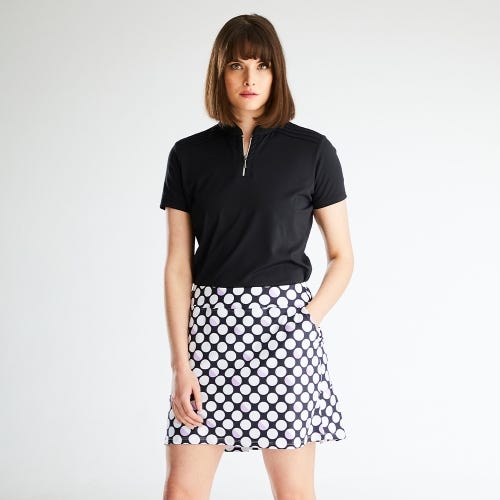 Martina Ladies Zip Neck Polo Shirt - Black