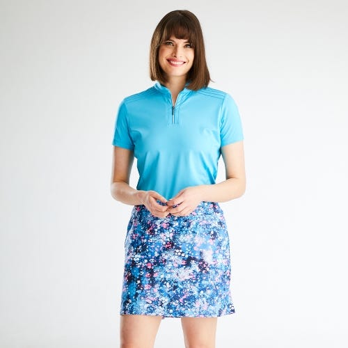 Martina Ladies Zip Neck Polo Shirt - Laguna