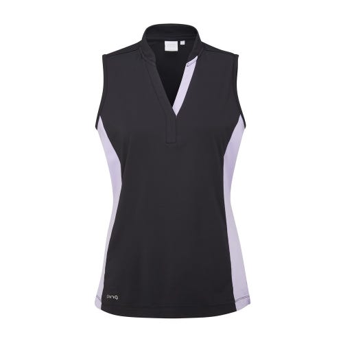 Bardot Ladies Sleeveless V Neck Top - Black/Cool Lilac