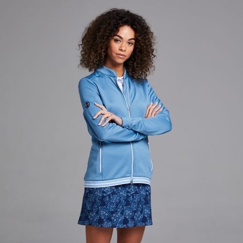 Cecilia Ladies Full Zip Midlayer - Stone Blue Multi