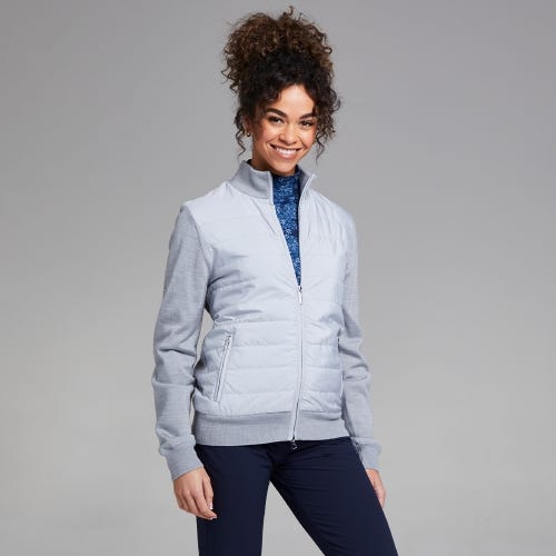 Breanna Ladies Full Zip Hybrid Sweater - Shadow