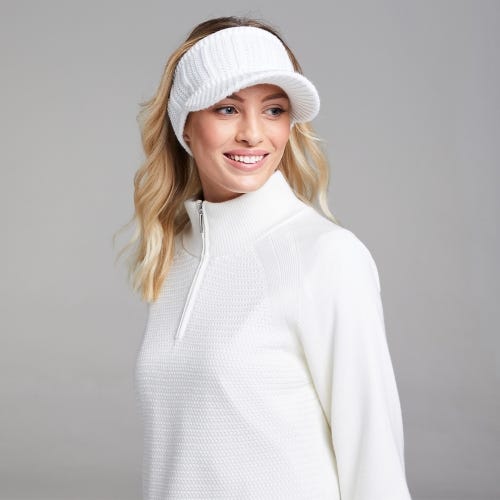 Hartley Ladies Half Zip Lined Sweater - Winter White